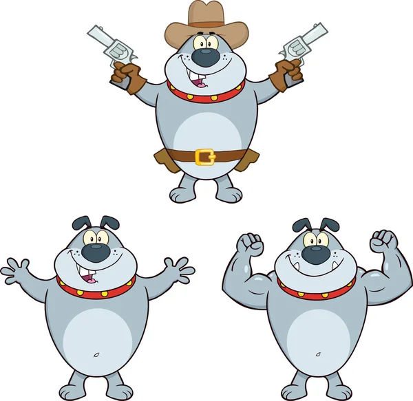 Bulldog Cartoon Characters 4  Collection Set