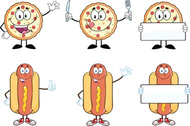 Pizza ve sosisli sandviç koleksiyonu ayarla