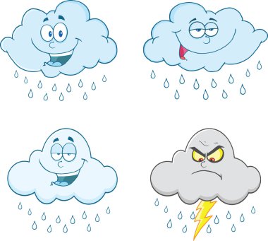 Raining Clouds Cartoon Characters  Set Collection