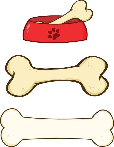 Coleção de conjuntos de desenhos animados Dog Bone e Dog Bowl — Fotografia de Stock