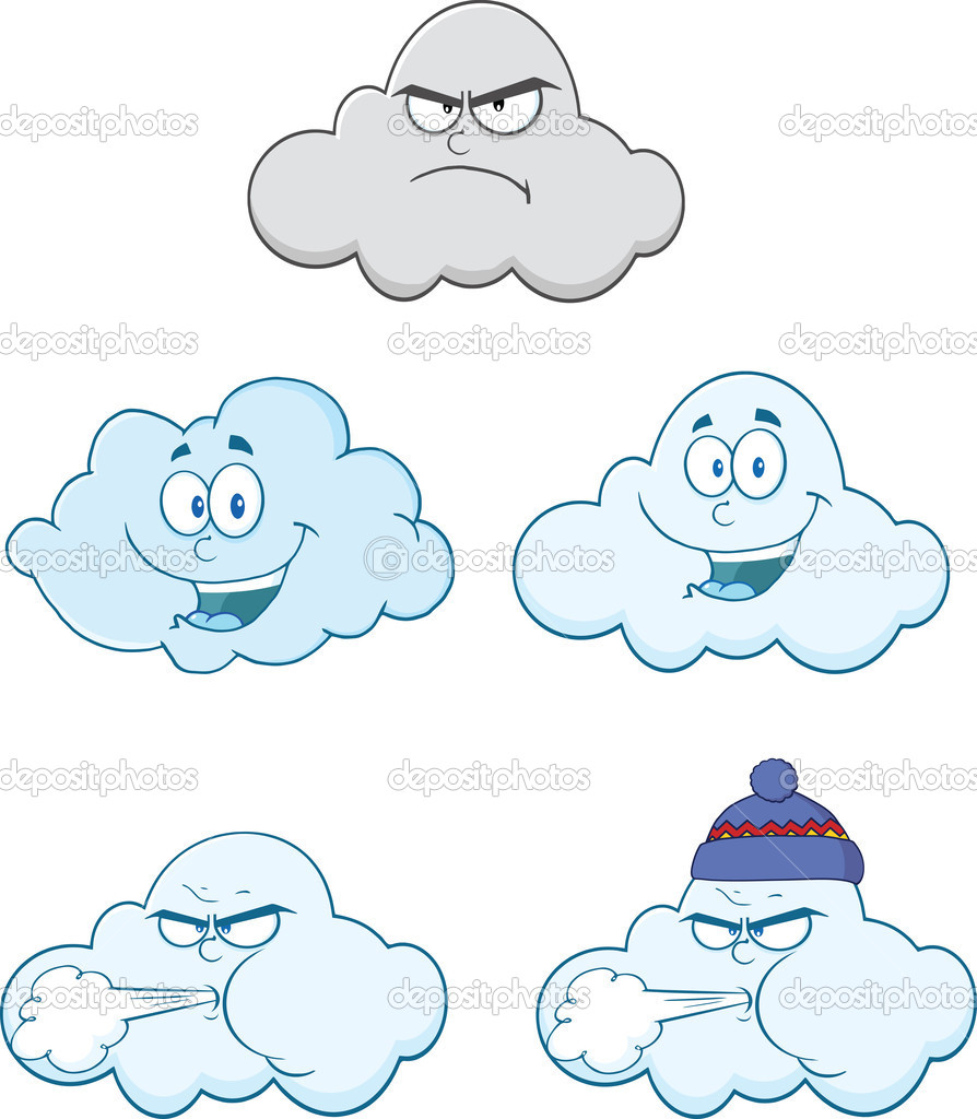 Happy And Angry Clouds Cartoon Characters  Set Collection