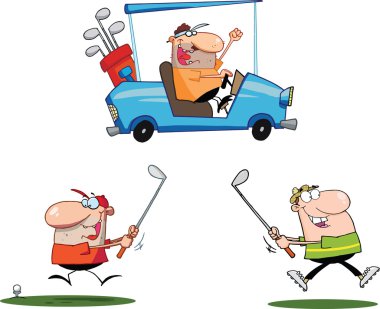mutlu golfçüler karakterleri koleksiyonu ayarla