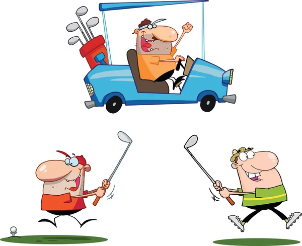Mutlu golfçüler karakterleri koleksiyonu ayarla — Stockfoto