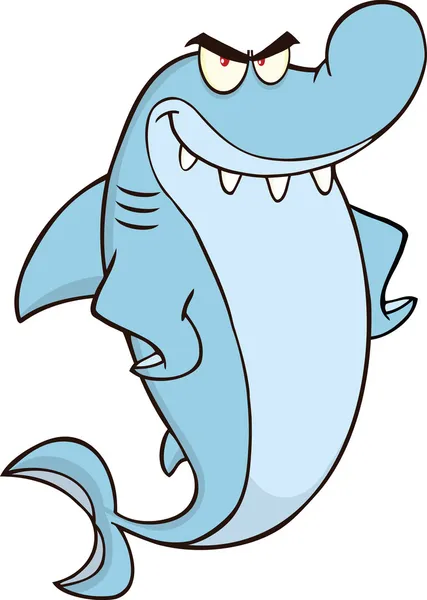 Carácter de dibujos animados de tiburón enojado — Foto de Stock