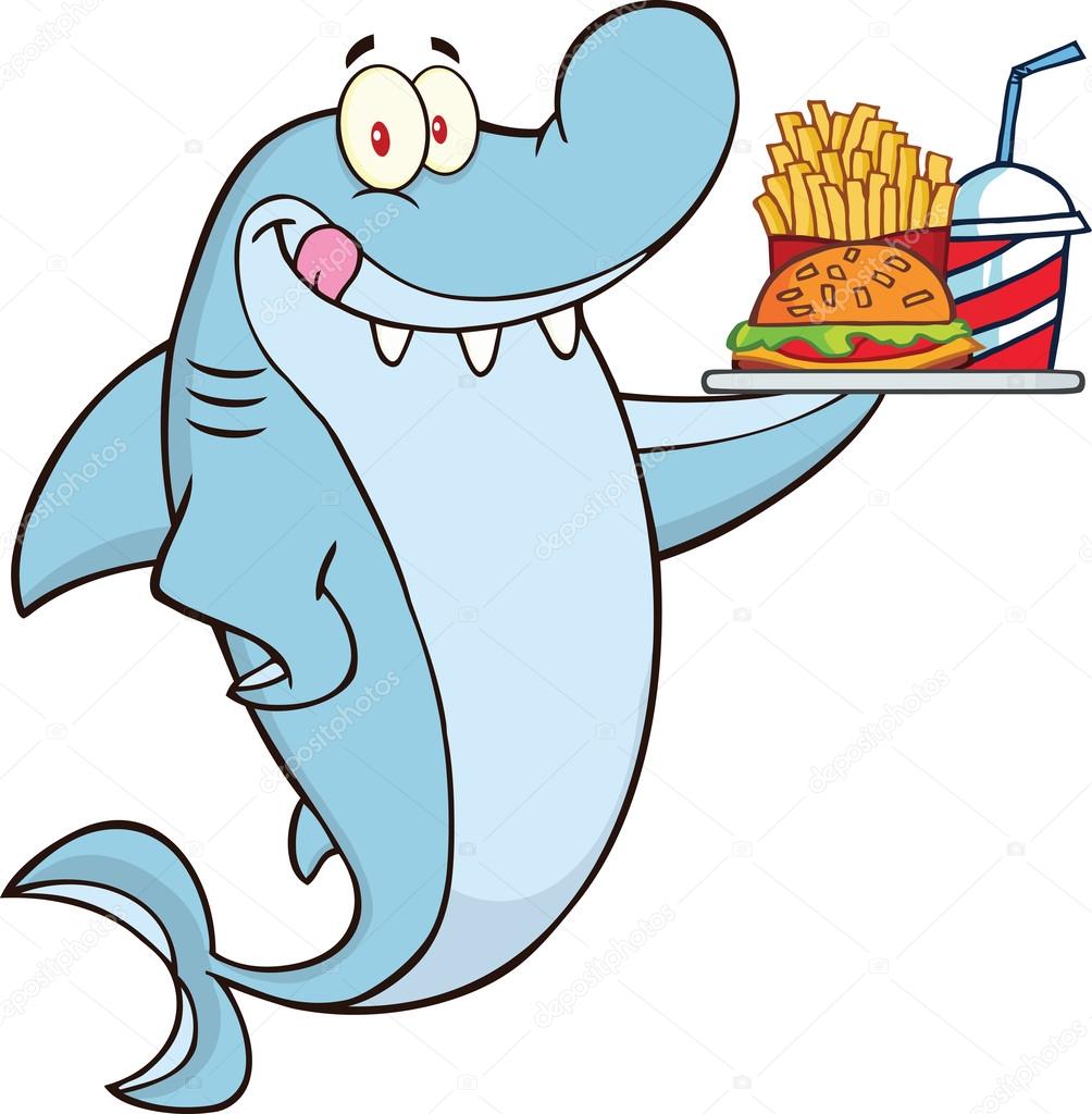 Shark Cartoon Character Holding A Plate Of Hamburger And French Fries Stock Photo by ©HitToon 41556759 Shark Cartoon Character Holding A Plate Of Hamburger And French Fries Stock Photo by ©HitToon 41556759