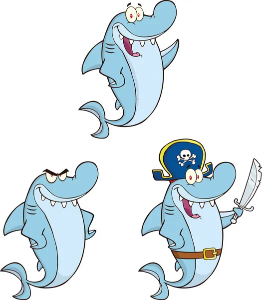 Shark Cartoon Character 1. Set Collection — Stock Photo, Image