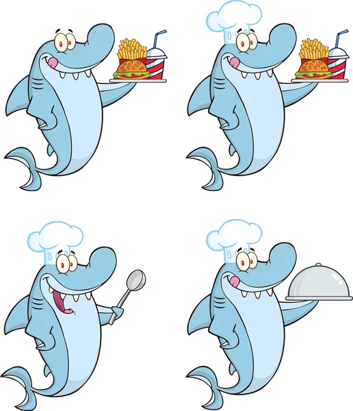 Personagem dos desenhos animados de tubarão 2. Coleção de conjuntos — Fotografia de Stock