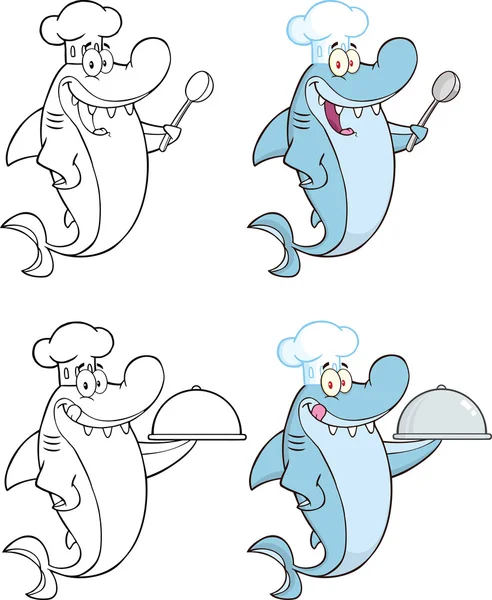 Shark Cartoon Character 4. Set Collection — Fotografie, imagine de stoc