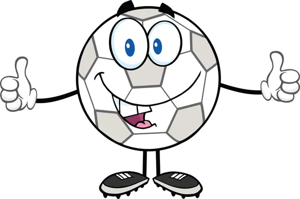 Happy Soccer Ball personnage de bande dessinée donnant un double pouce vers le haut — Photo