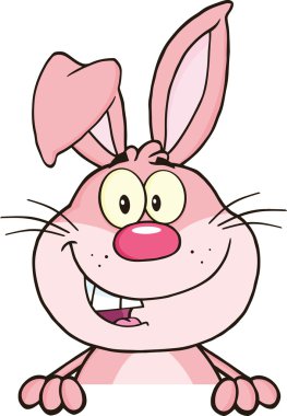 pembe tavşan maskot karakter üzerinde boş işareti karikatür.