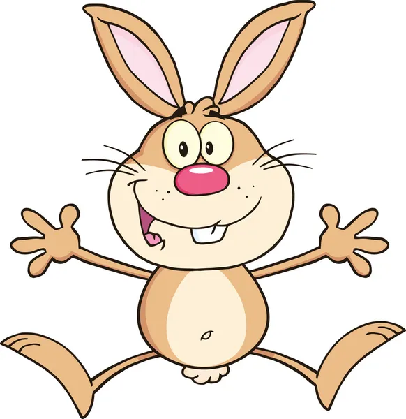 Šťastný králík kreslená postava skákání — Stock fotografie