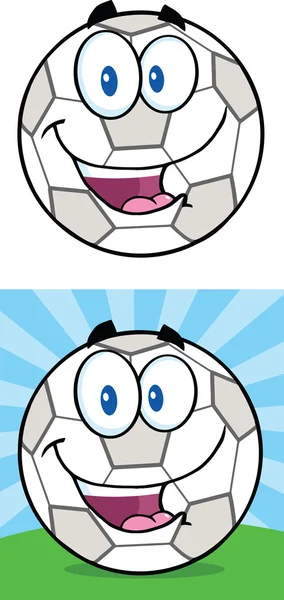 Mutlu futbol topu karakter koleksiyonu ayarla — Stok fotoğraf