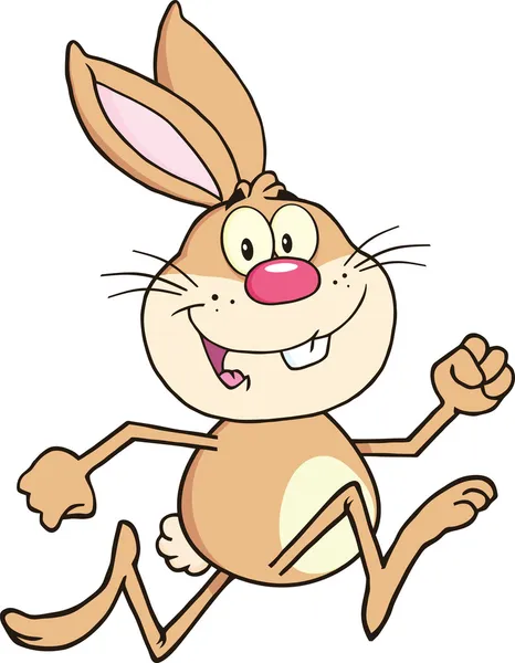 Smiling Rabbit Cartoon Character Running — Stock Photo, Image