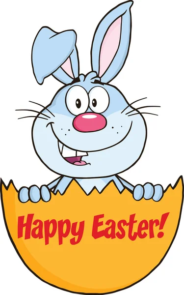 Surprise Blue Rabbit Peeking Out Of An Easter Egg With Text - Stock-foto