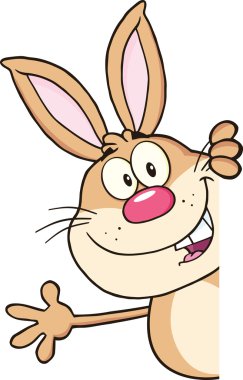 boş bir işareti seyir ve sallayarak tavşan çizgi film karakteri