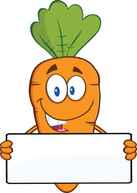 bir afiş tutarak komik bir carrot çizgi film karakteri