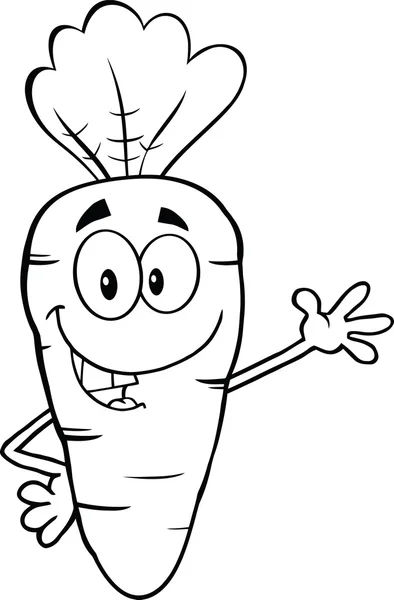 Black and White Smiling Cartoon Character Waving For Greeting — стоковое фото
