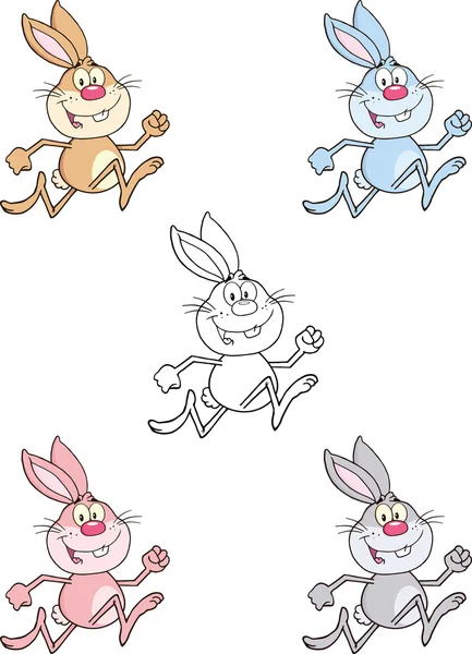 Rabbit Cartoon Character 6  Set Collection — Stock Photo, Image