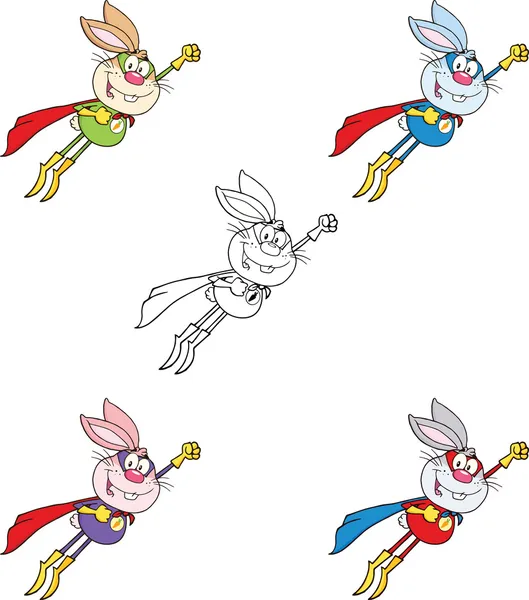 Tavşan çizgi film karakteri 14 set raster koleksiyonu — Stok fotoğraf