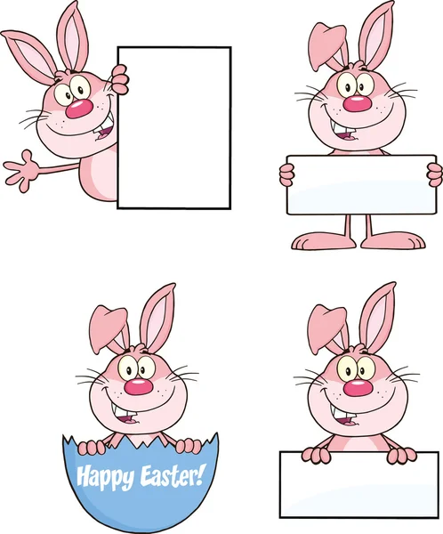 Cute Rabbits Cartoon Characters 12  Set Collection — Stock Photo, Image