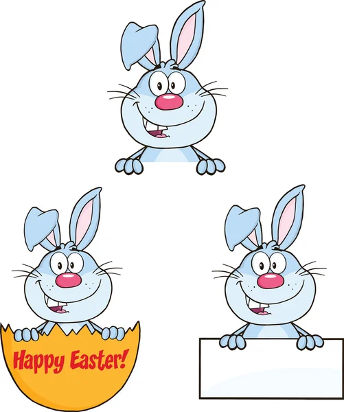 Cute Rabbits Cartoon Characters 10  Set Collection — Stock Photo, Image