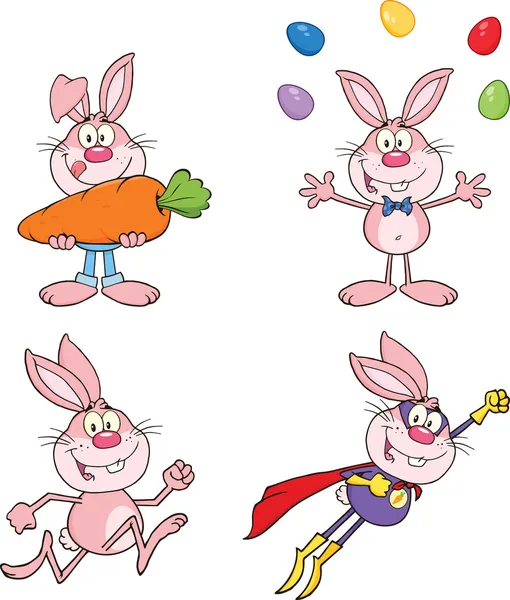 Lindos conejos personajes de dibujos animados 13 conjunto de colección — Foto de Stock