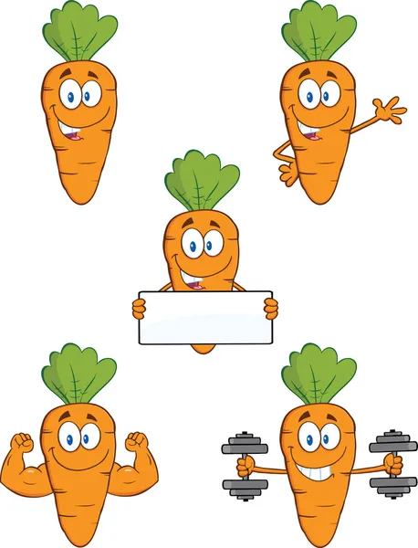 Carrot Cartoon Characters 1  Set Collection — Stock Photo, Image