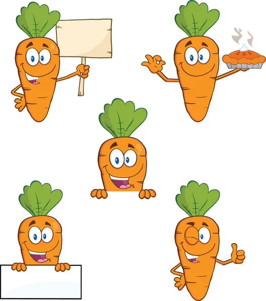 Carrot Cartoon Characters 2  Set Collection — Stock Photo, Image