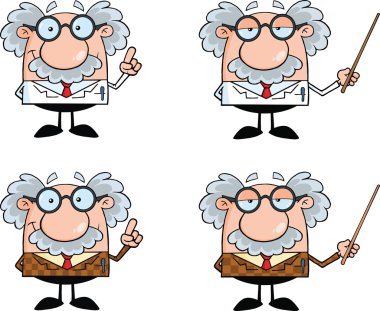 komik bilim adamı ya da Profesör farklı pozlar 3 Koleksiyonu kümesi