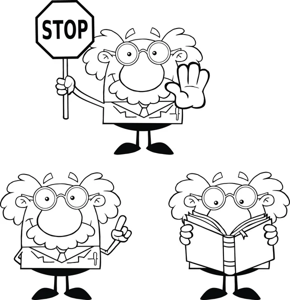 grappige wetenschapper of hoogleraar lezen van een boek