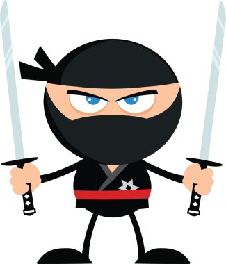öfkeli ninja savaşçı ile iki katana düz çizmek