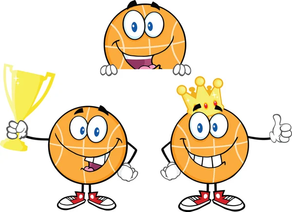 Basketball Cartoon Charaktere 5 Kollektion Set — Stockfoto