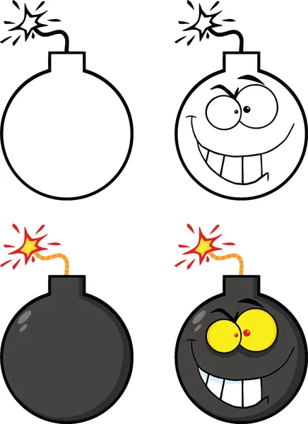 Jeu de collection caractères bombe mal fou dessin animé — Photo