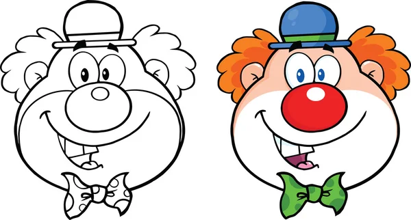 Clown gezicht cartoon-tekenset collectie — Stockfoto