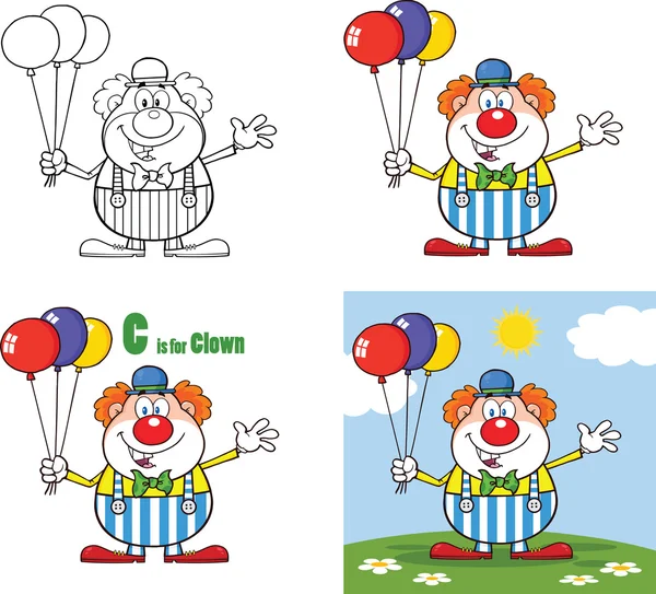 Zabawny clown kreskówek 3. zestaw kolekcja — Zdjęcie stockowe
