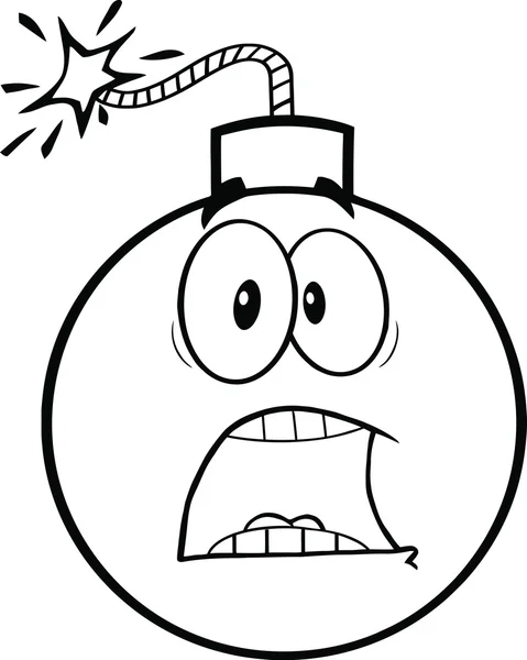 Black and White Scared Bomb Cartoon Character — Stock Photo, Image