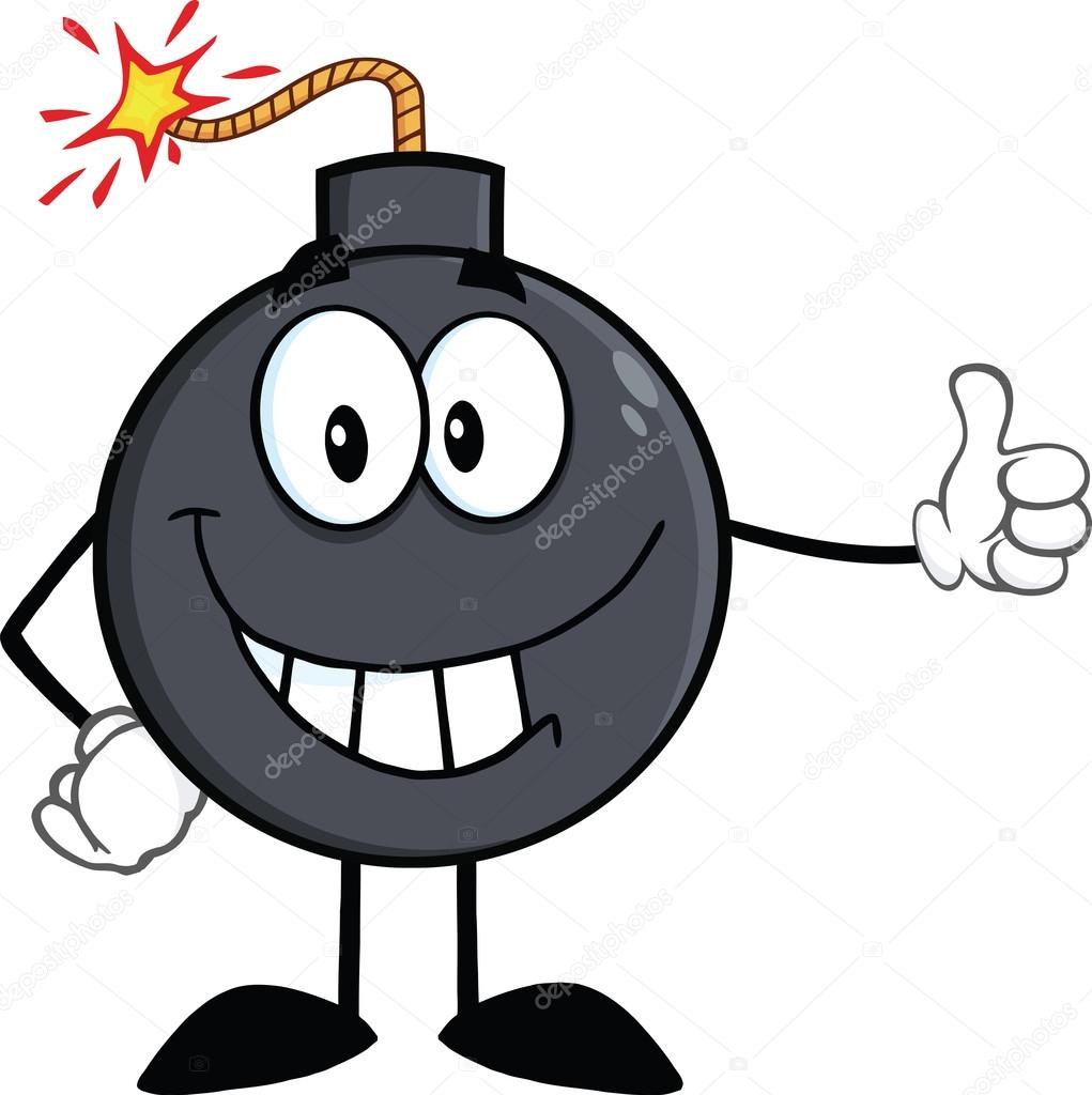 Smiling Bomb Cartoon Character Showing Thumbs Up