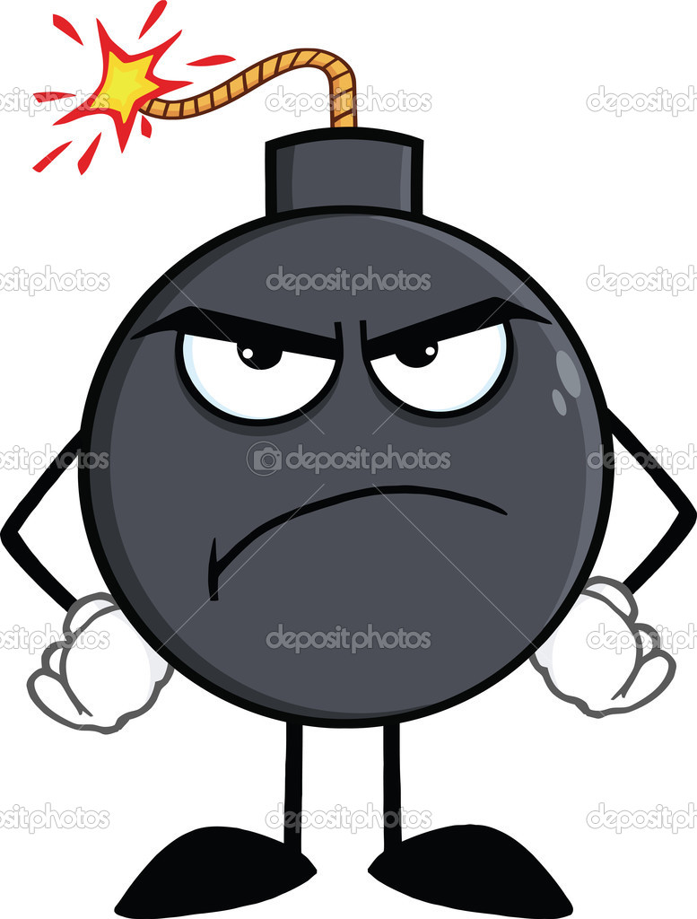 Angry Bomb Cartoon Character