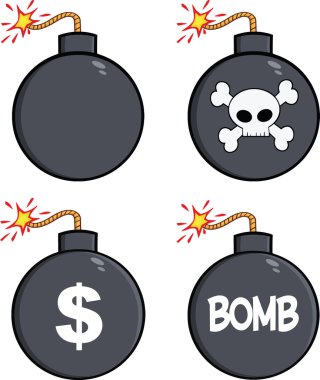 çeşitli bomba karikatür. koleksiyonu kümesi
