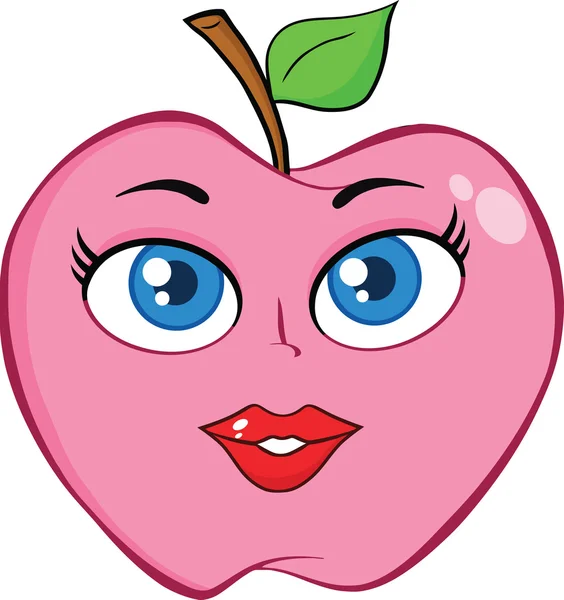 Pink Apple With Woman Face — Stock Photo, Image