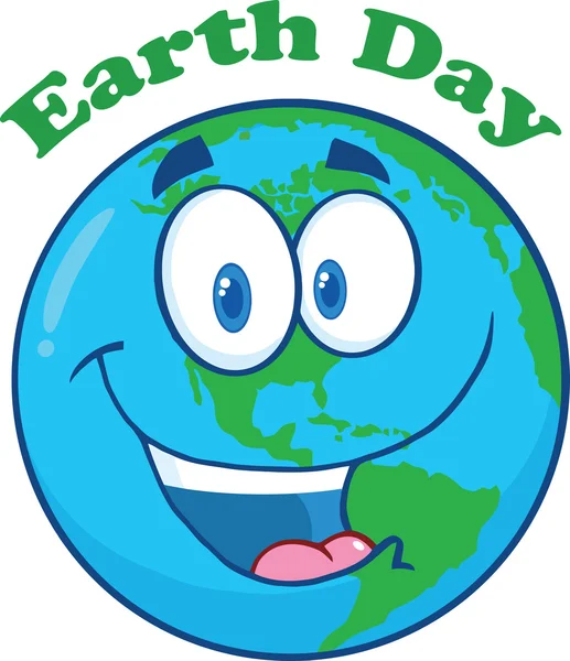 Personagem de desenhos animados Terra feliz sob texto Dia da Terra — Fotografia de Stock