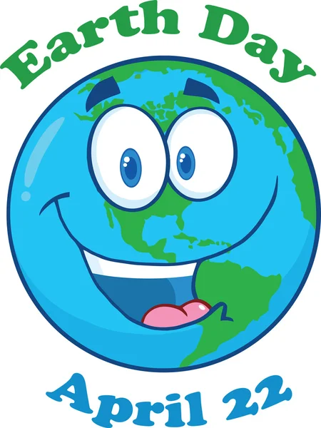 Happy Earth Cartoon-Figur mit Text — Stockfoto