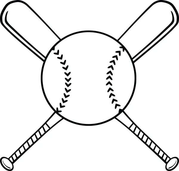 Zwart-wit gekruist honkbalknuppels en bal — Stockfoto