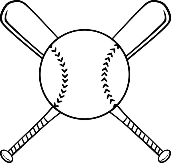 Black and White Crossed Baseball Bats And Ball