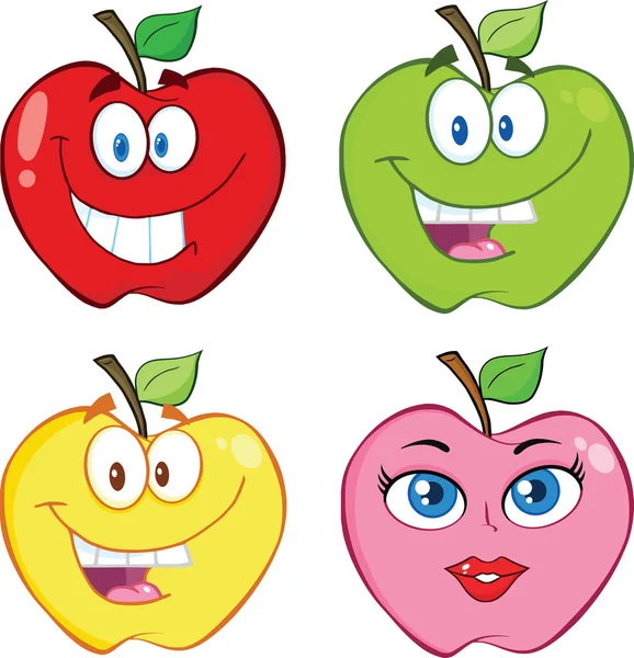 Σύνολο συλλογής χαρακτήρες κινουμένων σχεδίων μήλο — Φωτογραφία Αρχείου