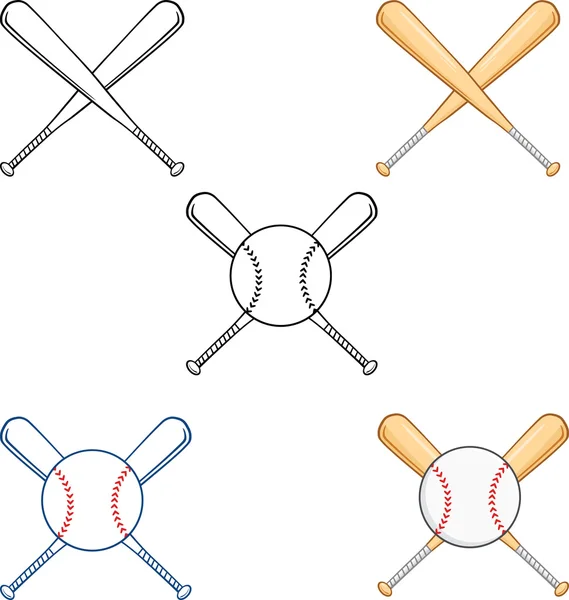 Crossed béisbol murciélagos colección conjunto — Foto de Stock