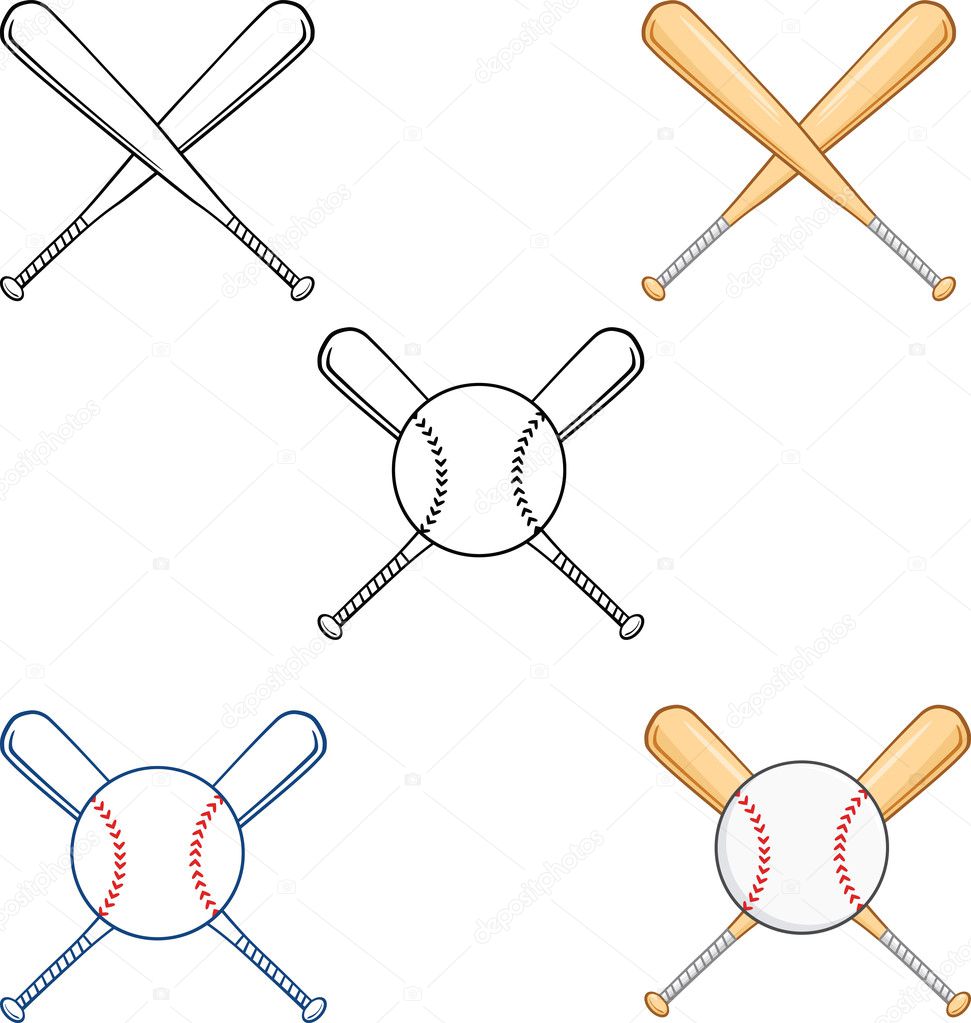 Crossed Baseball Bats  Collection Set