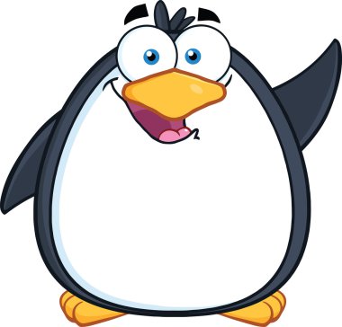 komik penguen karikatür karakter sallıyor.