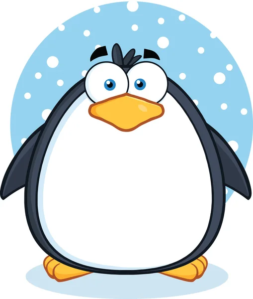 Niedliche Pinguin-Cartoon-Figur im Schnee — Stockfoto