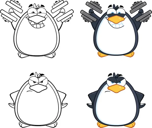 Penguin Cartoon Character Poses 7  Collection Set — Stock Photo, Image